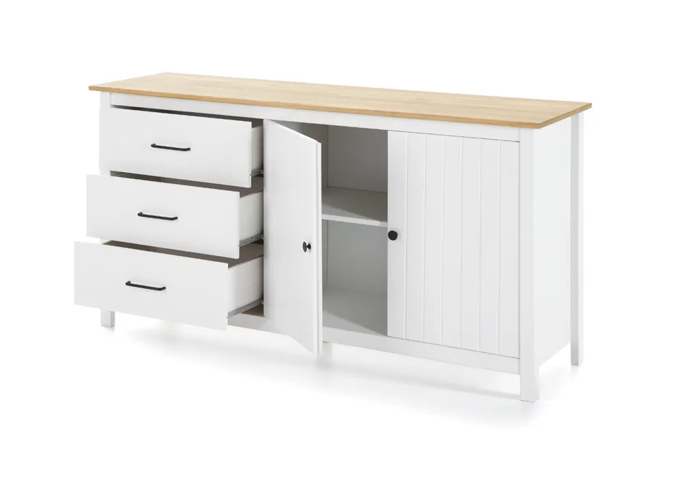 Bahut Bas Miranda Blanc 2 Portes 3 Tiroirs – Image 2