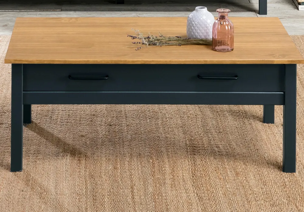 Table De Salon Miranda Bleu 1 Tiroir