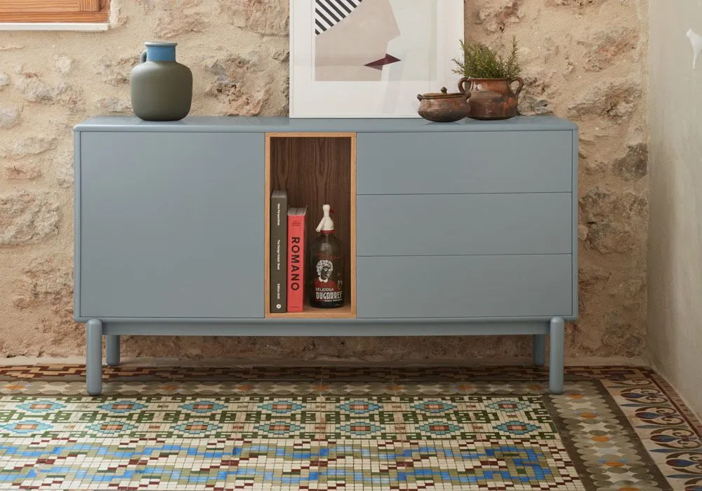 Buffet Bas 1 Porte 3 Tiroirs Corvo