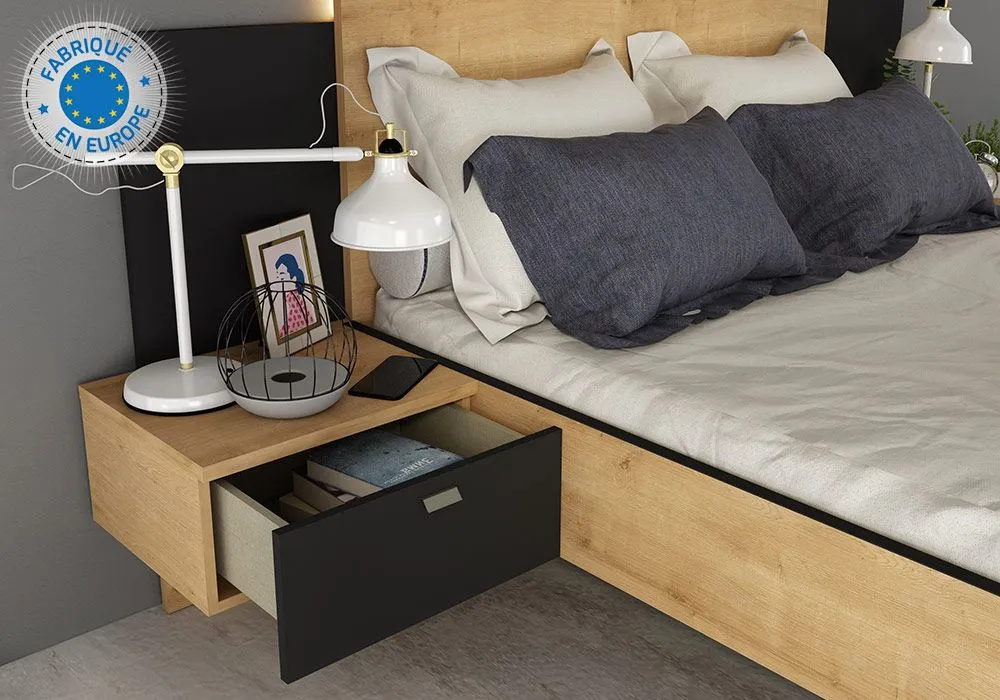 Lit LED 140x190cm avec Chevets Intégrés Hamilton – Image 4