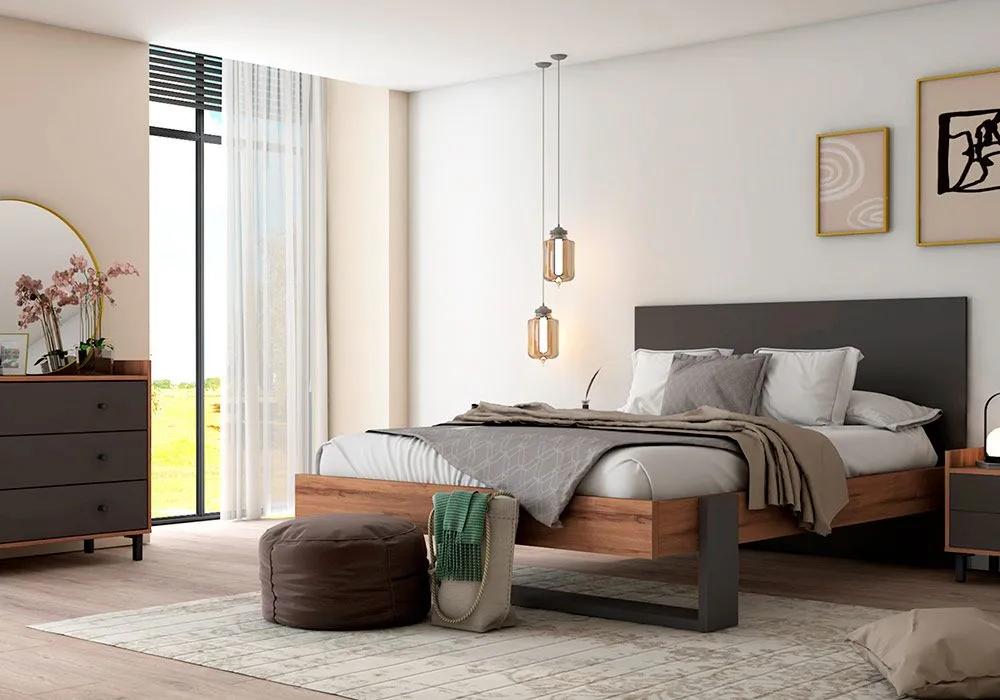 Lit 140x190cm (Collection Coros/Malta Noyer)