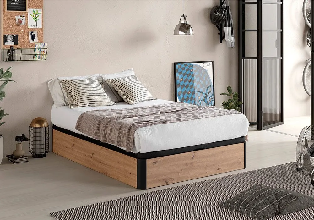 Lit Coffre 160x200cm Chêne / Noir Hypnos