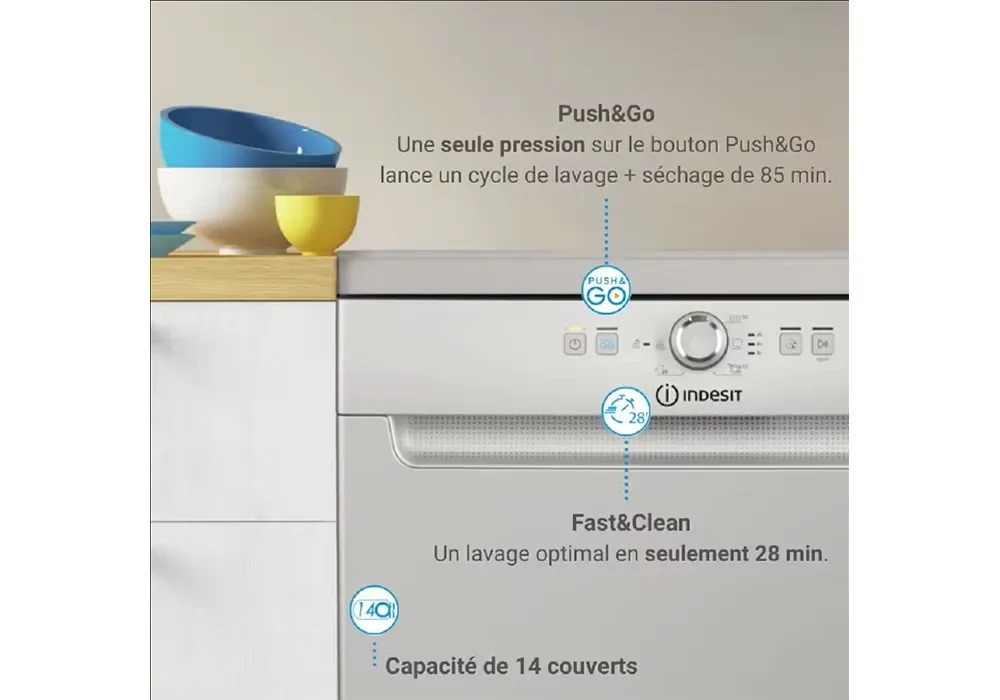 Lave-Vaisselle 14 Couverts Indesit (D2FHK26S) – Image 3