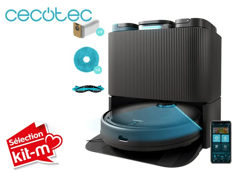 Aspirateur Robot Connecté avec Station de Vidange Poussière et Liquide Conga 11090 Spin Revolution Home&Wash Cecotec (8105)