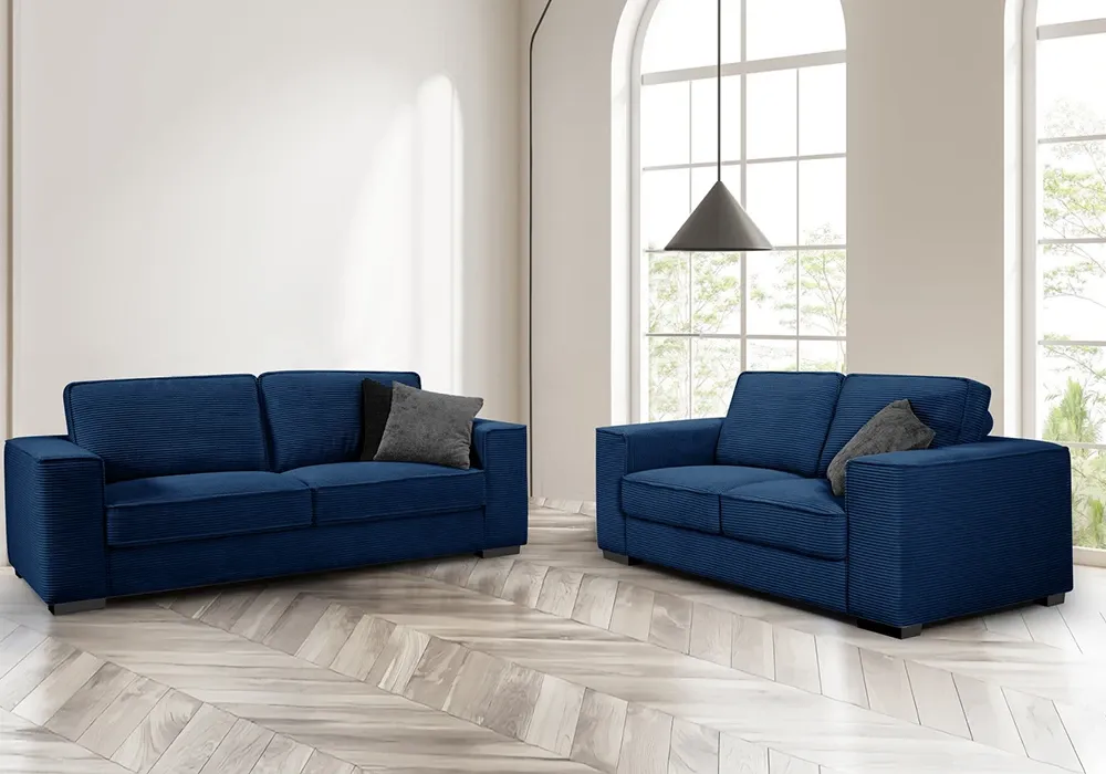 Salon Canapé 3 Places + Canapé 2 Places Bleu Bohème