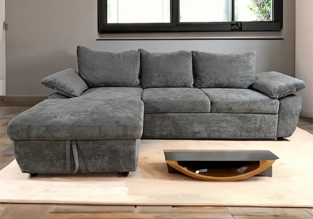 Salon d’Angle Convertible Microfibre Gris Oliver