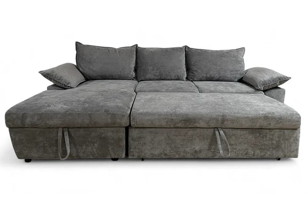 Salon d’Angle Convertible Microfibre Gris Oliver – Image 4