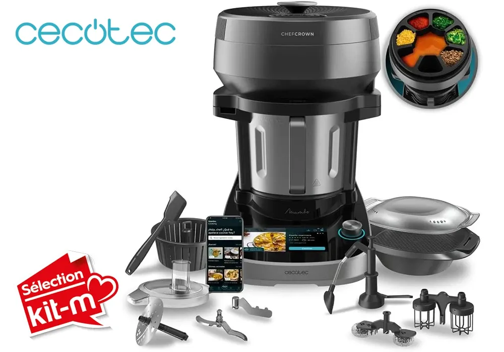 Robot Cuiseur Multifonction Connecté avec Distributeur d’Aliments Mambo CooKing Unique Cecotec (4701)