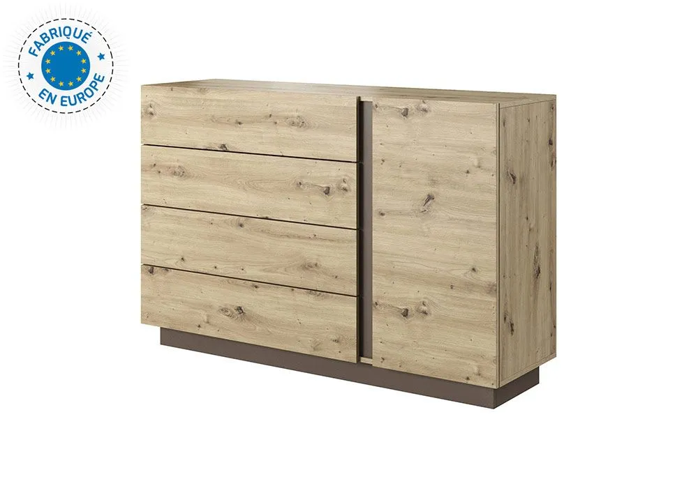 Commode 3 Tiroirs 1 Porte (Collection Arco Artisan Graphite)