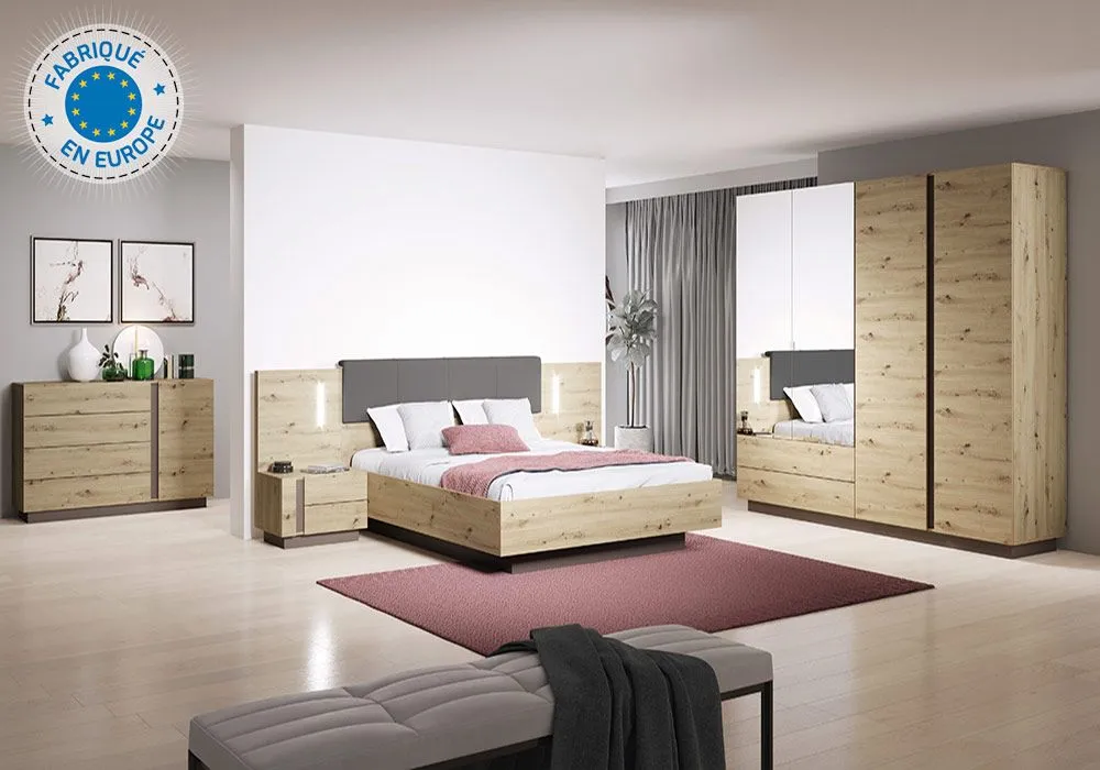 Commode 3 Tiroirs 1 Porte (Collection Arco Artisan Graphite) – Image 2