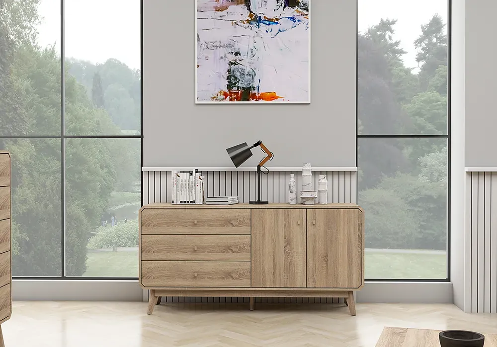 Bahut Bas 2 Portes 3 Tiroirs (Collection Isis)