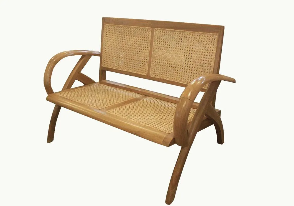 Canapé 2 Places en Teck avec Cannage