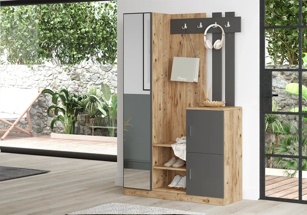 Meuble d’Entrée 1 Porte avec Miroir – Image 2