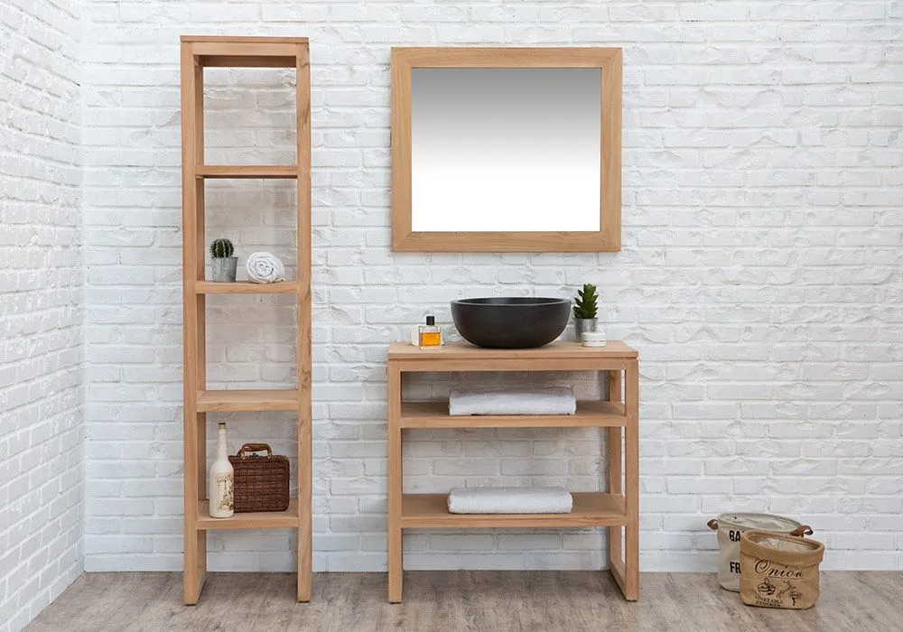 Meuble Bas de Salle de Bains Teck Ella 80cm (Vendu sans Vasque)