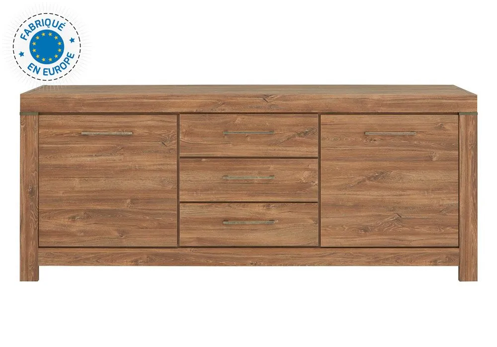 Buffet Bas 2 Portes 3 Tiroirs (Collection German) – Image 2