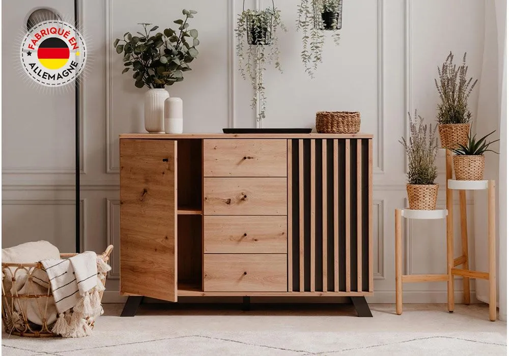 Bahut Bas 2 Portes 4 Tiroirs (Collection Medan) – Image 2