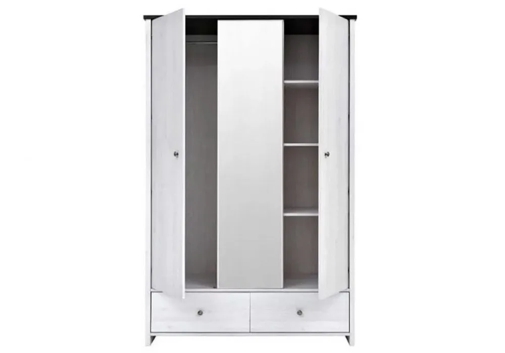 Armoire 3 Portes 2 Tiroirs avec Miroir (Collection Porto) – Image 2