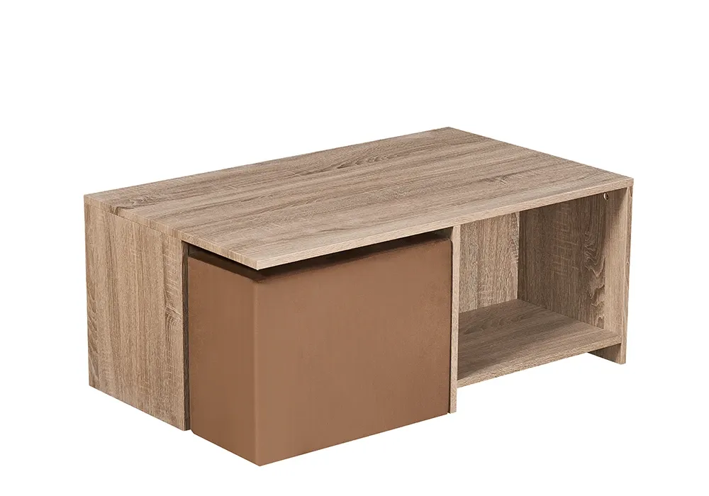 Table de Salon avec 2 Poufs