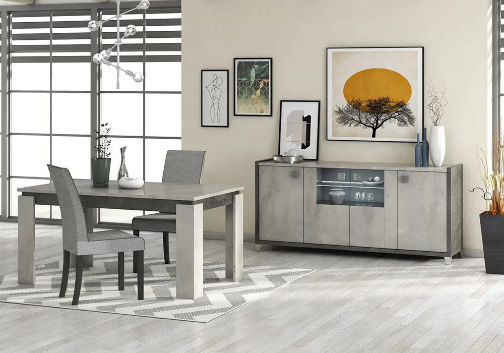 Table à Manger Rectangulaire 4 Pieds avec Allonge (Collection Hilton)