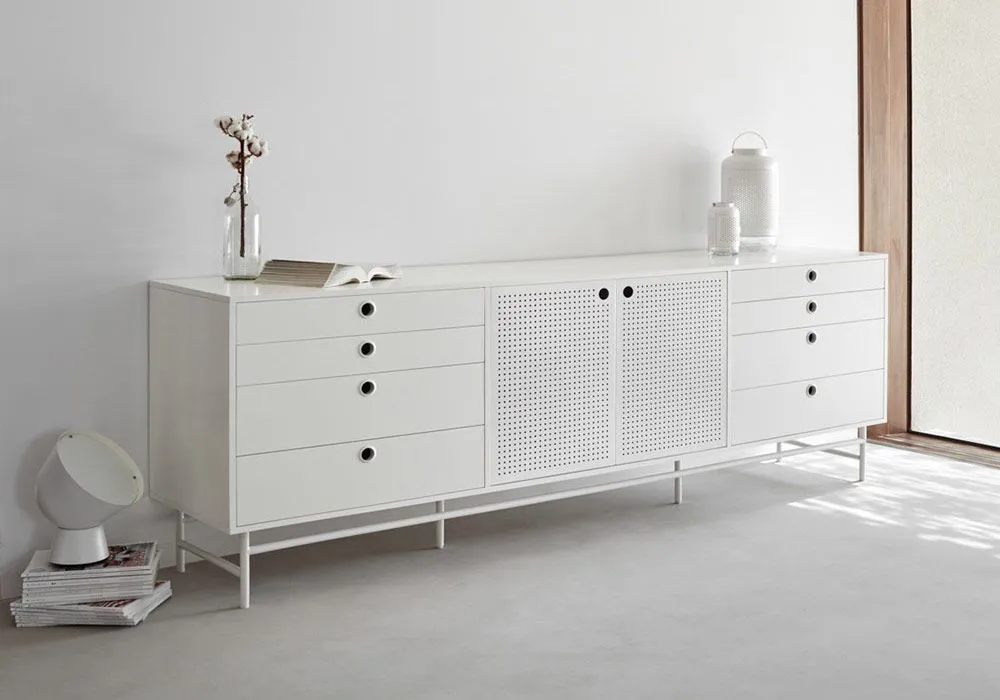 Buffet Bas 2 Portes 8 Tiroirs Punto