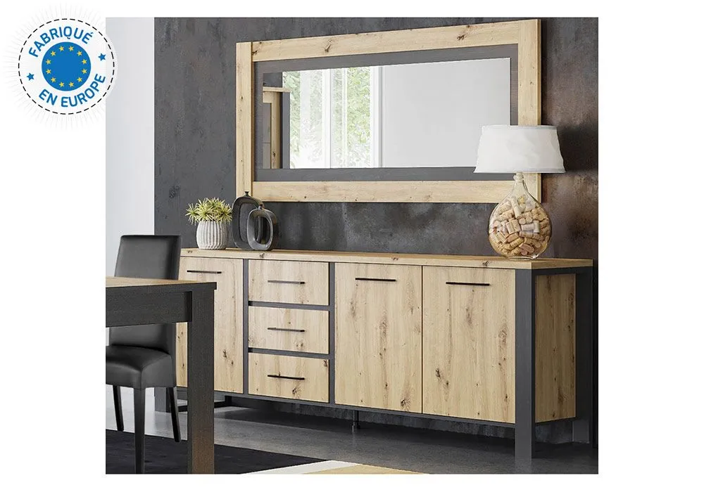 Buffet Bas 3 Portes 3 Tiroirs (Collection Eden Industriel)