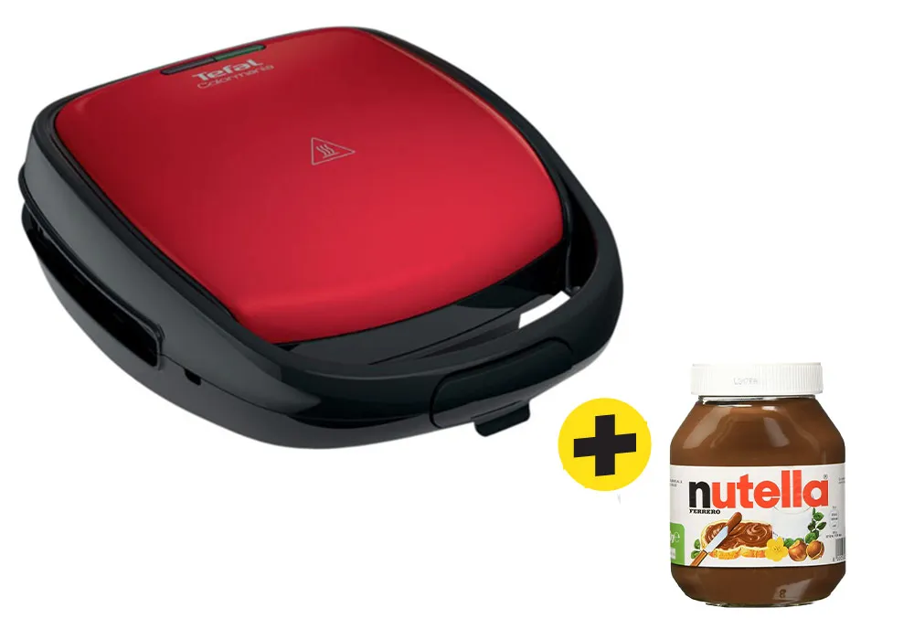 Gaufrier et Croque Monsieur Snack Time Colormania Tefal (SW3415) + 1 Pot de Nutella Offert