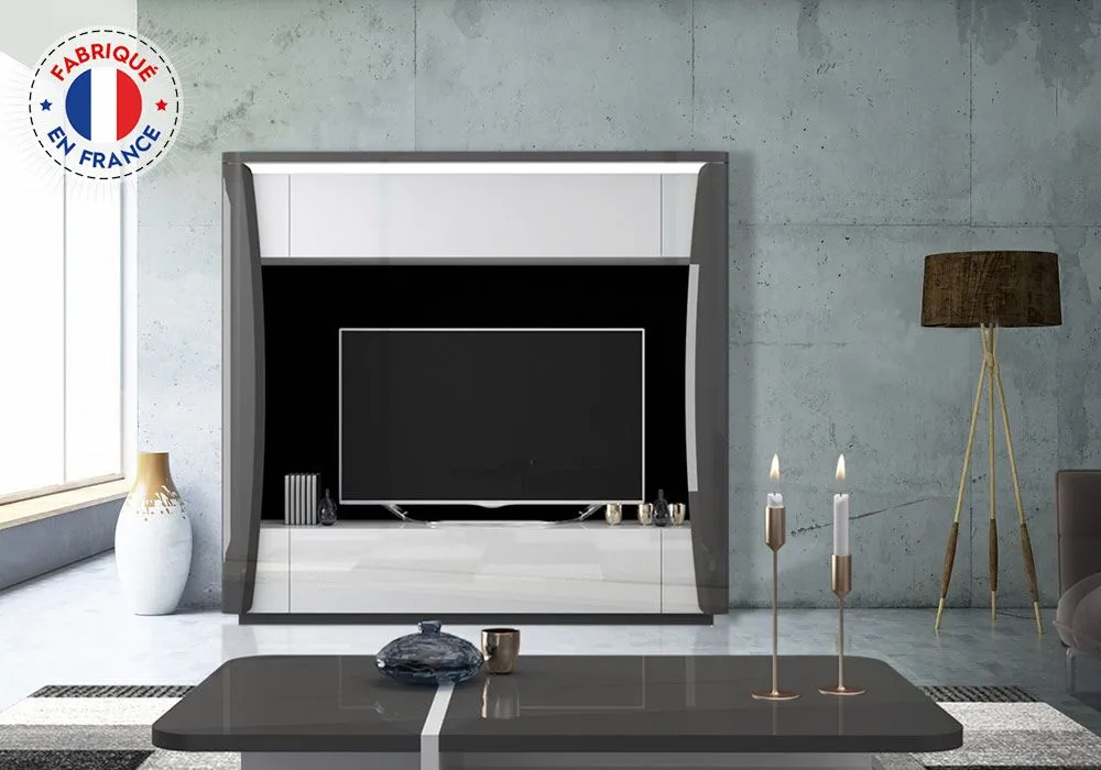 Living TV 1 Tiroir 1 Porte avec LED (Collection Tiago Laqué)